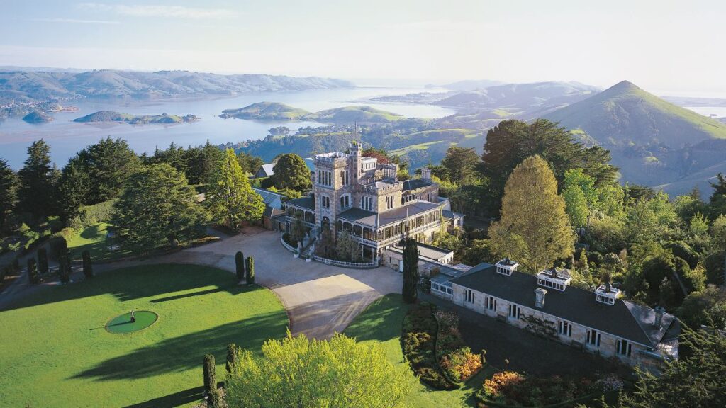 Aerial view of Larnach Castle